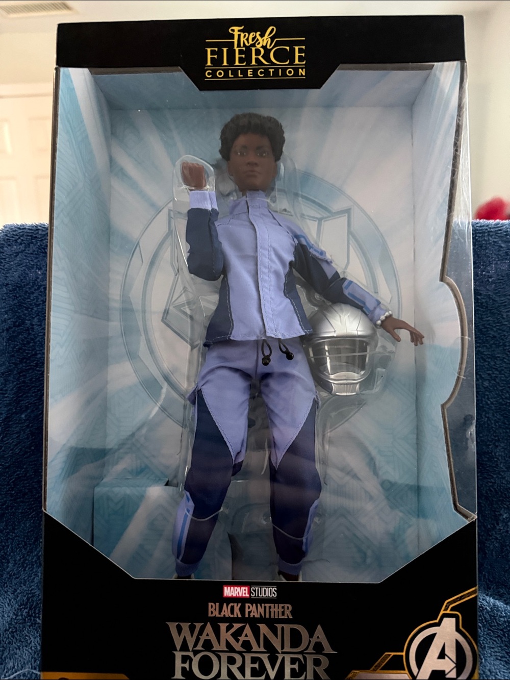 Collection B Lavender and Navy Racing Doll with Silver Helmet
